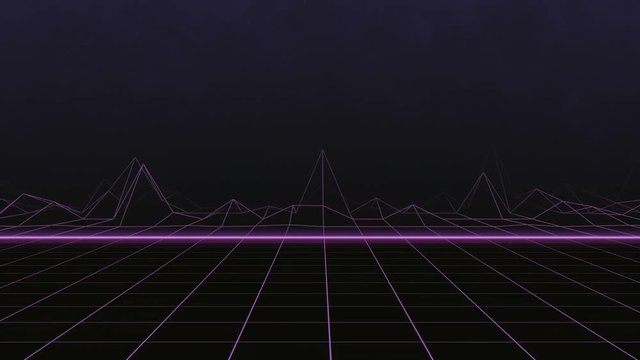 80s Retro Futuristic Mountains - Animated Looping Background