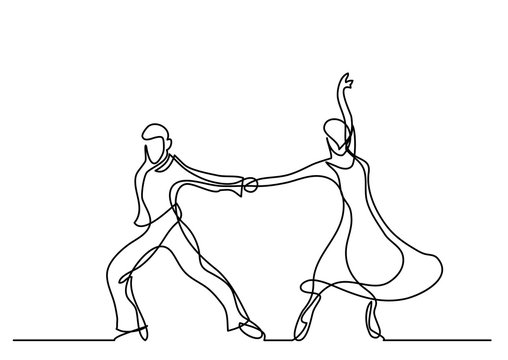 Continuous Line Drawing Of Dancing Couple