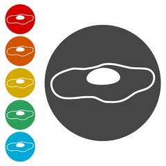 Fried egg, flat icons set - Illustration 