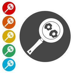 Fried egg, flat icons set - Illustration 