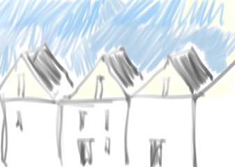 Row Houses Rough Painting 