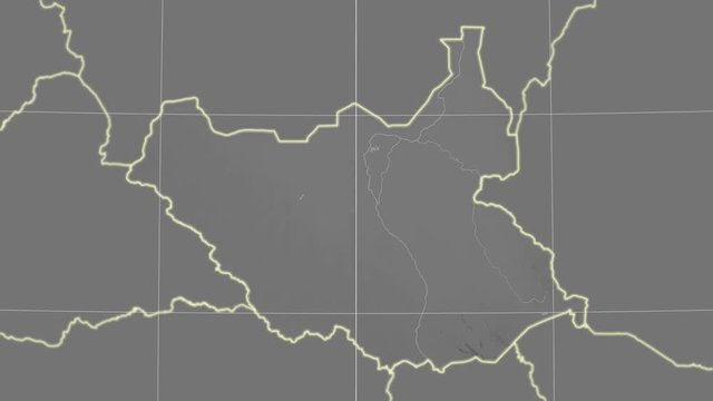 South Sudan and neighborhood. Grayscale