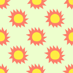 sun pattern seamless summer on yellow background Flat design Vector Illustration