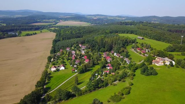 Aerial view of a Small Czech countryside village