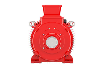 Red industrial electric motor closeup, 3D rendering