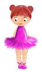 illustrated cute ballerina in pink dress