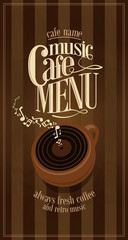 Retro music long cafe menu .Vector illustration