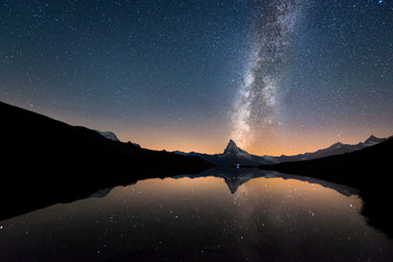 Milky Way over Matterhorn and Stellisee