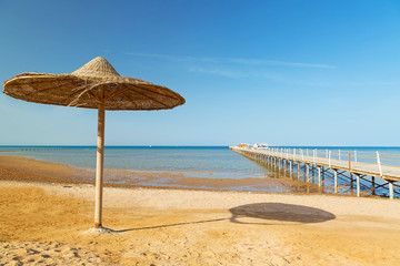 Egyptian beach at sunny day in Hurghada