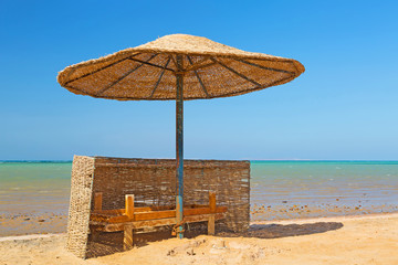 Tropical beach with parasol in Egypt