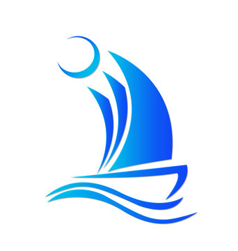 Boat sail at sea vector logo