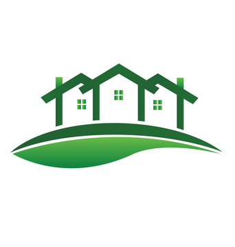Green house real estate community vector logo