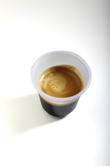espresso coffee in a plastic cup