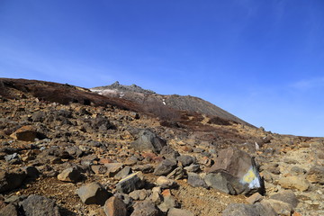 Mount Nasu ( Nasu-dake ) shot from the mountain path / Mount Nasu ( Nasu-dake, Tochigi, Japan ) is famous as a mountain climbing spot.