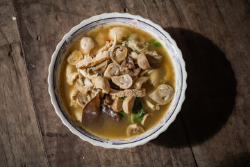 Mixed vegetables and mushroom spicy curry soup
