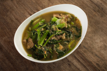 Mixed vegetables and mushroom spicy curry soup