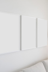 Set of 3 Blank Poster Frames in a Living Room
