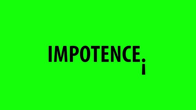 Impotence word on green background with fell exclamation mark