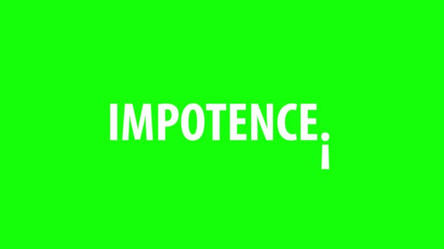 Impotence word on green background with fell exclamation mark