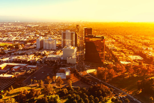 Aerial View Near Century City In Los Angeles, CA