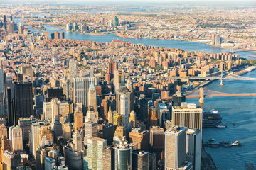 Obrazy na Szkle  Widok z lotu ptaka na dolny Manhattan w Nowym Jorku