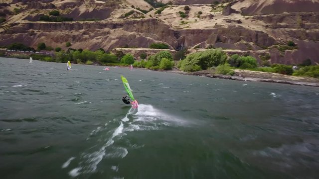 Windsurfing on the Columbia River between Washington and Oregon.