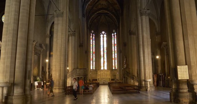 Gothic interior of the Cathedral of San Donato. Arezzo, Tuscany (Italy)
