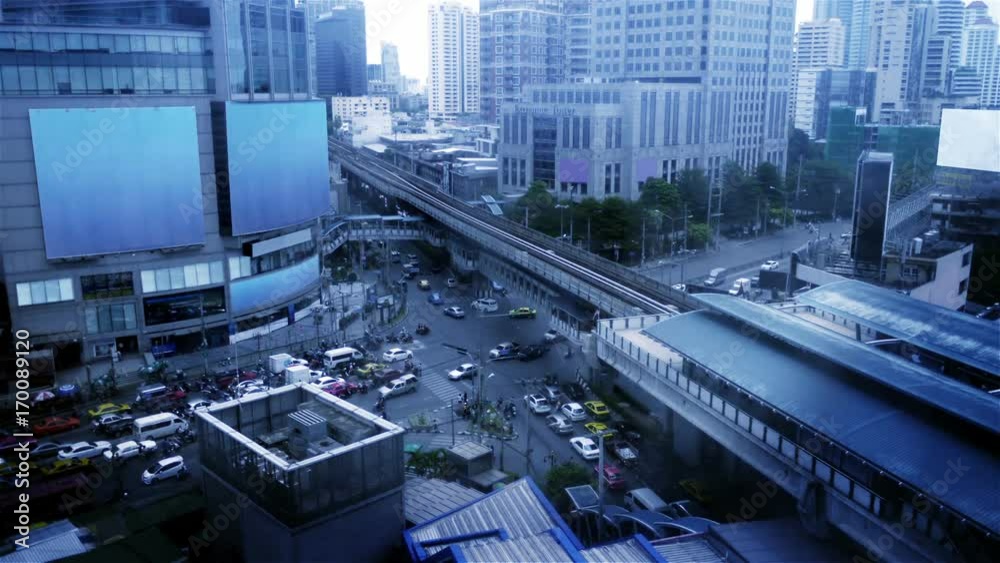 Aufkleber time lapse of bangkok busy intersection asoke junction viewed from terminal 21