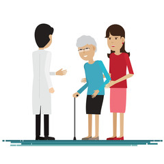 Doctor medical with grandmother  Vector illustration