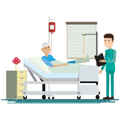 medical staff with patients. Vector illustration