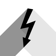 High voltage danger sign. Vector. Black icon with two flat gray shadows on white background.