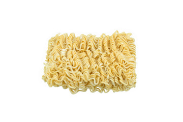 piece of instant noodles on paper isolated white background
