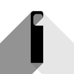 Hotel Door hanger tag sign. Vector. Black icon with two flat gray shadows on white background.