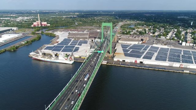 Aerial View Walt Whitman Bridge and Delaware River Philadelphia PA