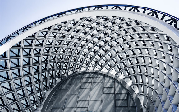 Building structures of modern urban architecture close-up.