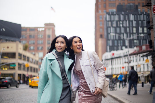 Asian girlfriends enjoy the weekend in meat packing district, New York
