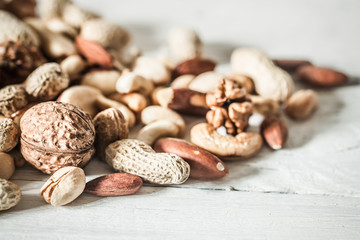 different nuts close up