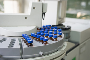 Sample test in vial for Gas chromatography (GC), is a common type of chromatography used in analytical chemistry.