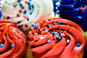 Closeup Top View of Colorful Cupcakes - Celebration Concept