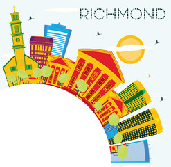 Richmond Skyline with Color Buildings, Blue Sky and Copy Space.