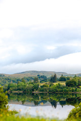 Scottish Highlands reflection in perfect flat mirror of water