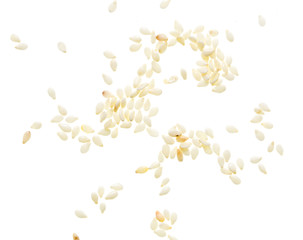 Sesame seeds on white background