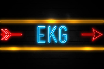 Ekg  - fluorescent Neon Sign on brickwall Front view