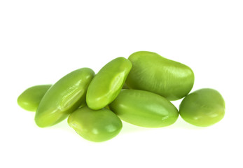 Green soybeans isolated on a white background