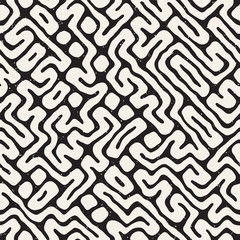 Seamless pattern with maze lines. Monochrome abstract background. Vector hand drawn labyrinth.