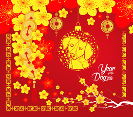 Happy Chinese new year 2018 card, Year of the dog