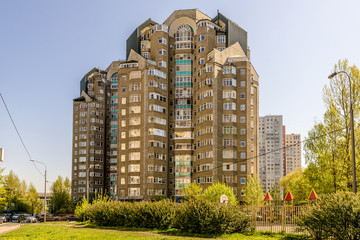 Modern residential high-rise houses in new districts of Moscow

