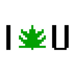 Pixel art marijuana cannabis leaf cartoon retro game style