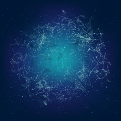 Abstract geometrical blue background.Connection structure.