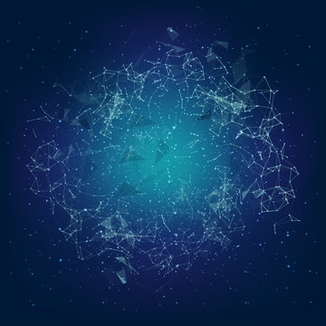Abstract geometrical blue background.Connection structure.
